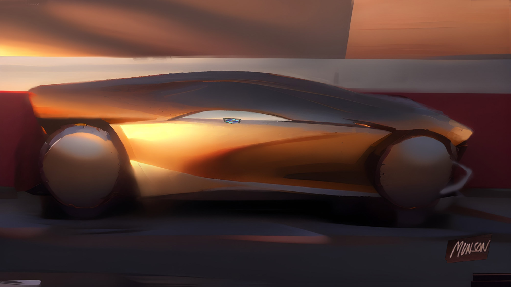 Cadillac mid-engine side and front 3/4 exterior concept using vizcom.ai